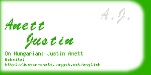 anett justin business card